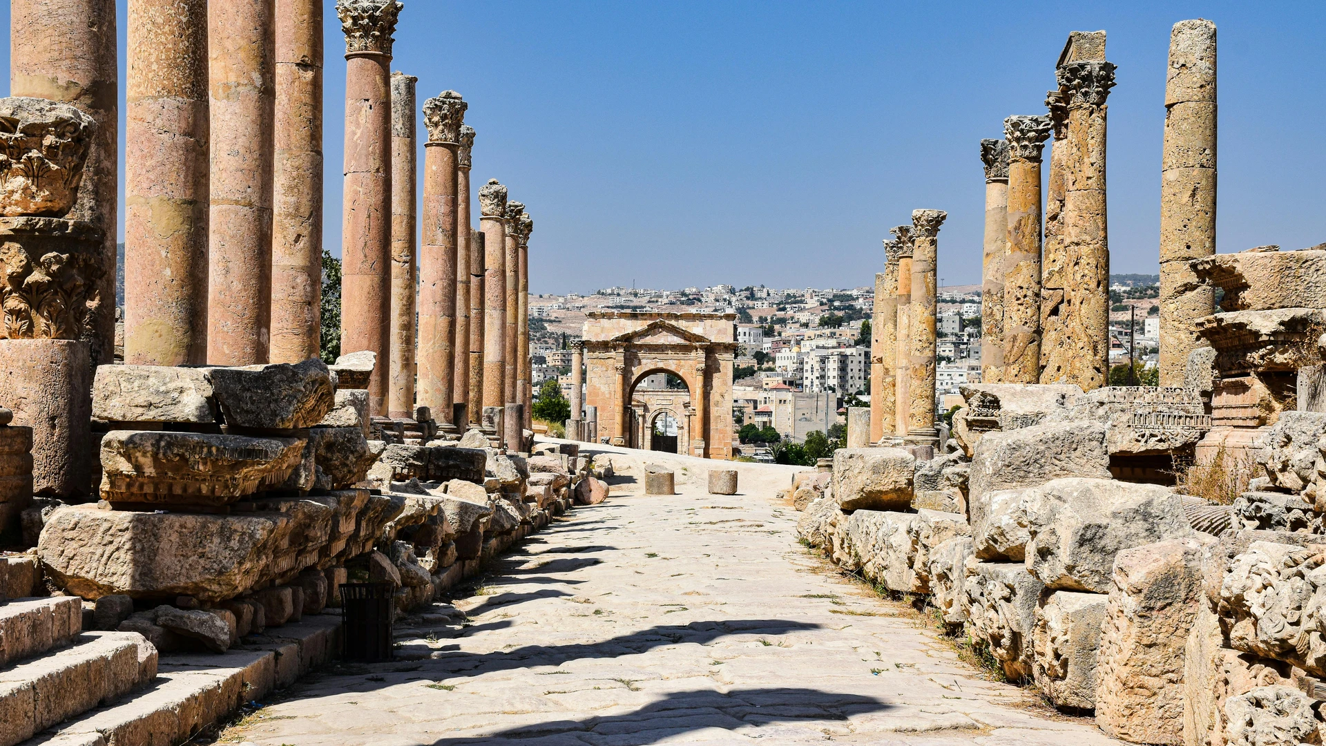 Alexandria, Egypt - Explore the ancient roman ruins of jerash, with sunlit columns and historic architecture.