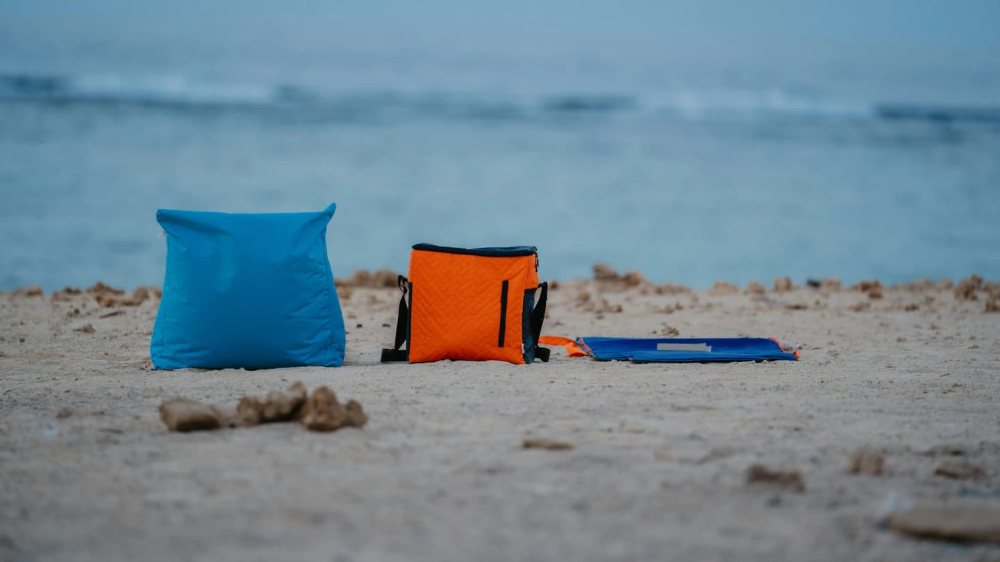 Marsa Alam, Egypt - Camping gear set on peaceful marsa alam beach in egypt, perfect for seaside relaxation.