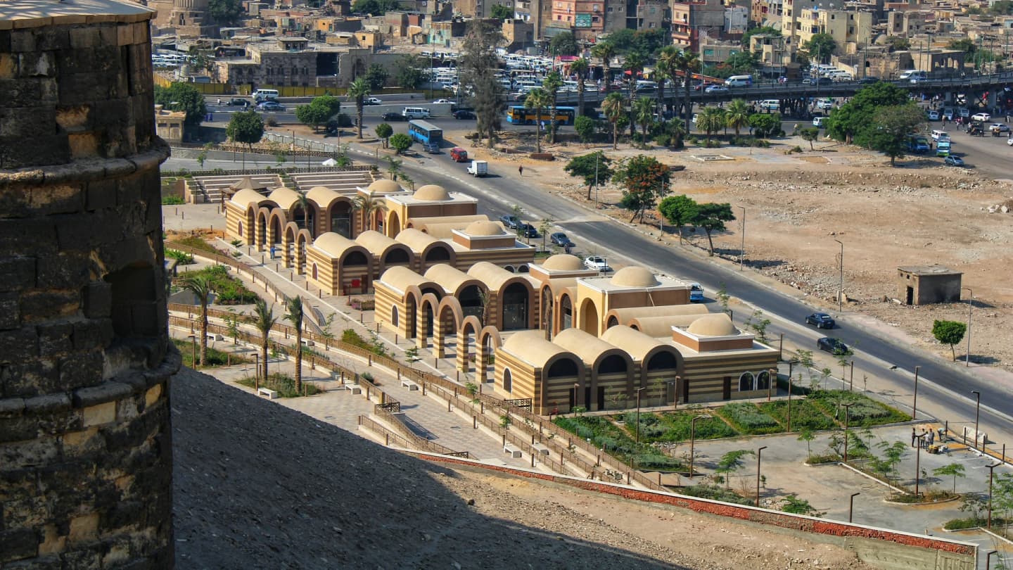 Safaga, Egypt - Historic buildings with city skyline in background.
