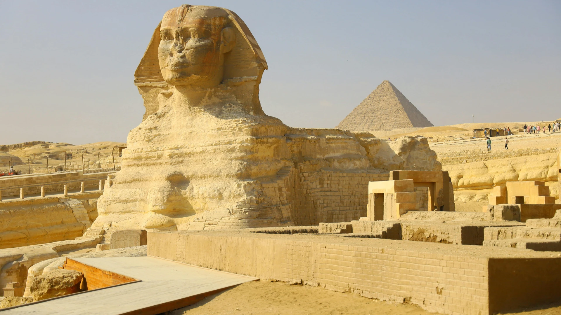 Sahl Hasheesh, Egypt - Iconic great sphinx and pyramid of giza captured on a sunny day.
